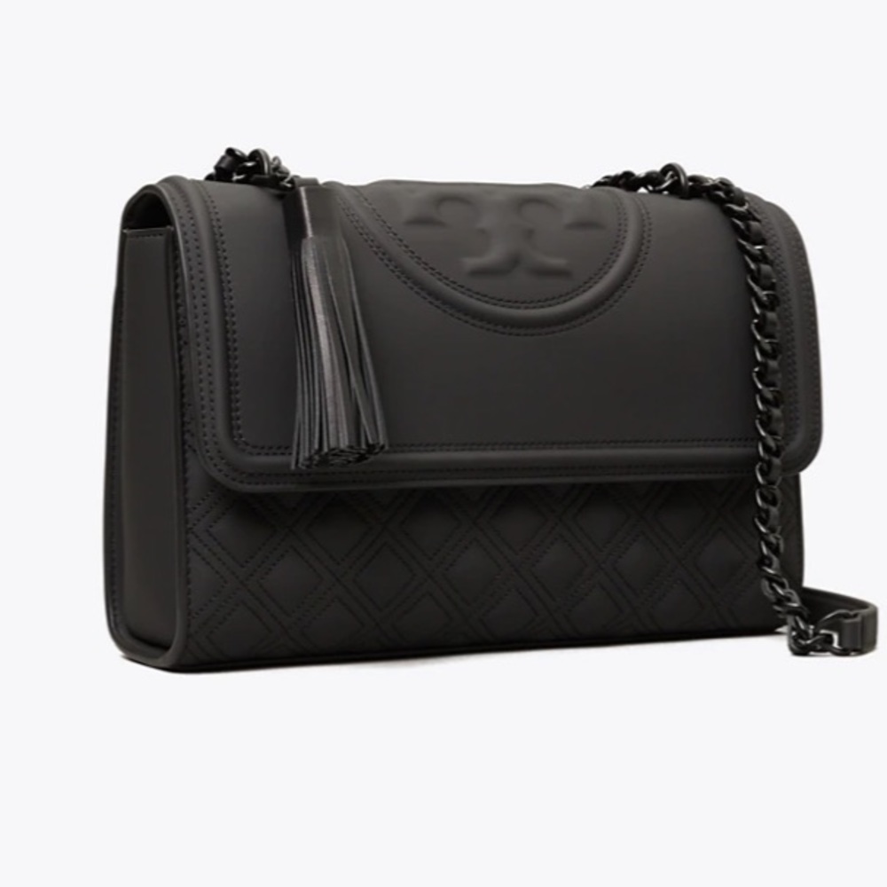 Tory Burch black matte Fleming bag